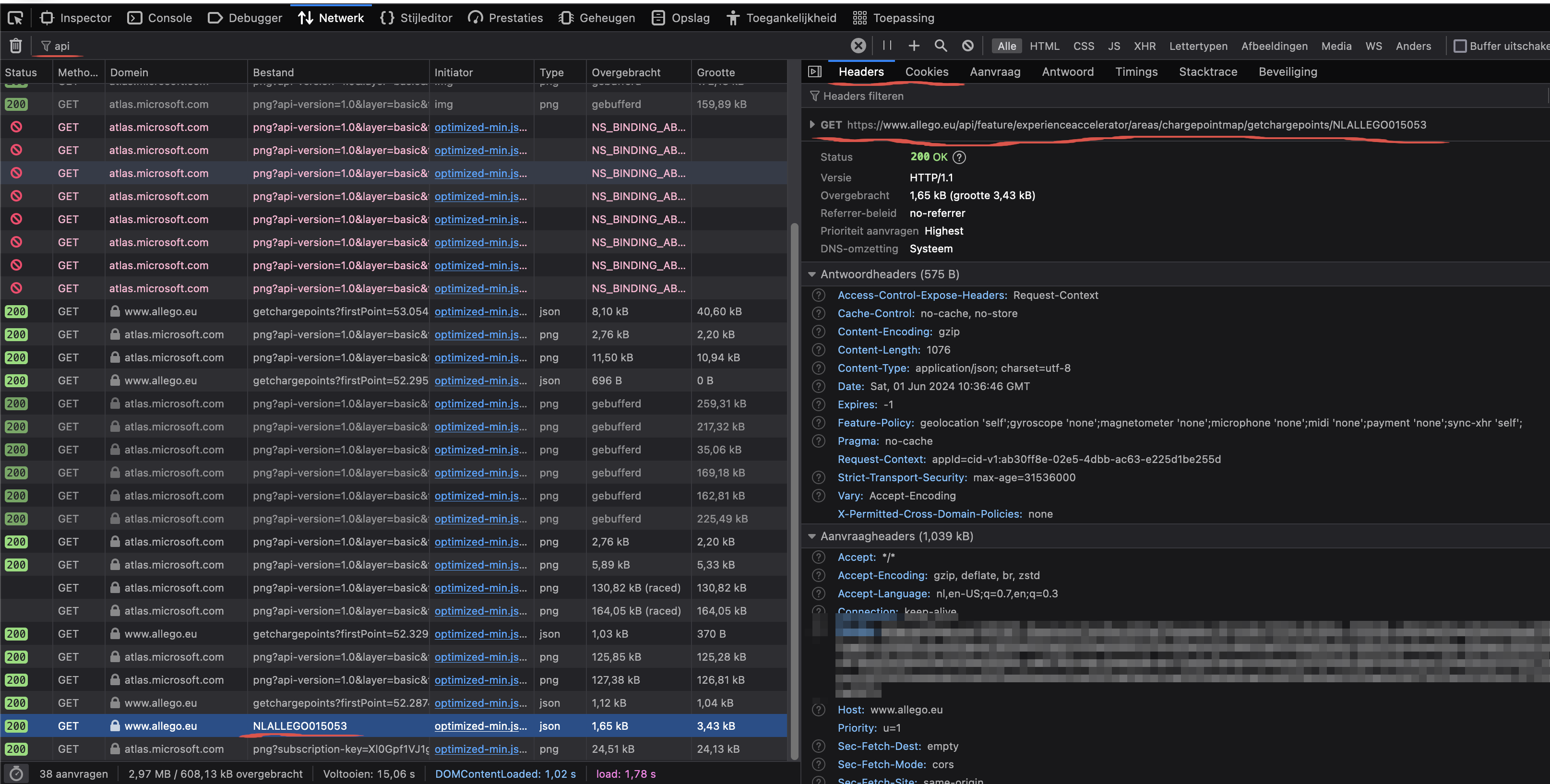 Inspecting the network requests